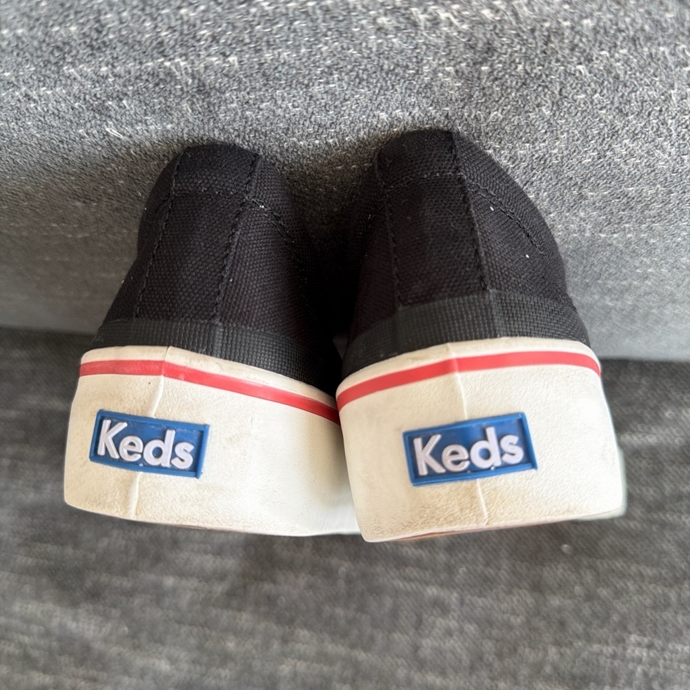 Vintage Retro Y2k minimalist Sleek Keds Platform Black Canvas Sz 10 Sneakers - Picture 5 of 7